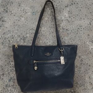 COACH TAYLOR TOTE Shoulder Bag Pebble Leather Aqua Teal Blue EUC